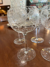 Load image into Gallery viewer, Set of Five Balloon Wine Glasses wit Etched Foliated Pattern
