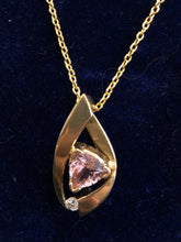 Load image into Gallery viewer, 14kt YG Pink Tourmaline &amp; Diamond Pendant

