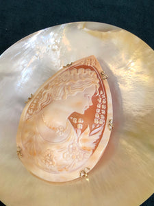 Large Vintage Cameo with 14kt Yellow Gold Fitting