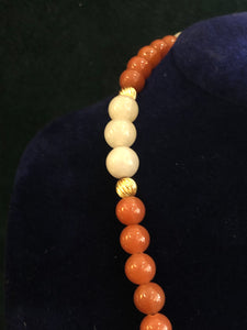 14kt YG Carved Orange Jade Necklace