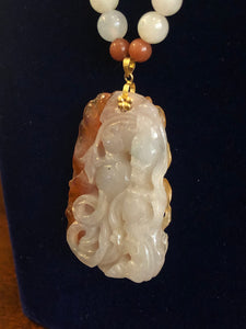 14kt YG Carved Orange Jade Necklace