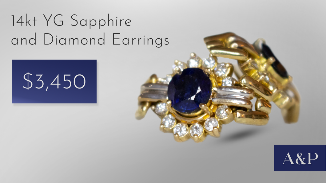 14kt Diamond & Sapphire Earrings