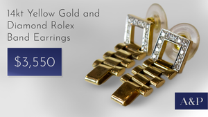14kt YG Diamond Rolex Band Earrings