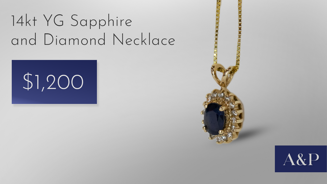 14kt YG Sapphire and Diamond Necklace