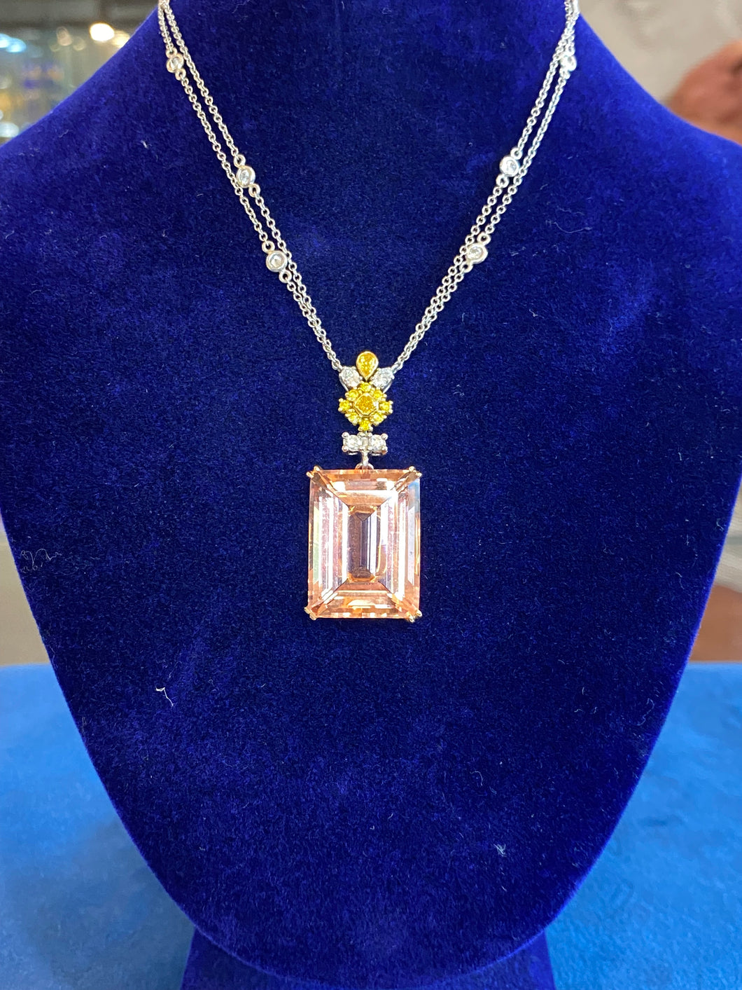 18K Rose Gold Morganite & Diamond Necklace