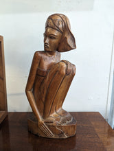 Load image into Gallery viewer, Vintage Balinese Wooden Statue of a Crouching Woman
