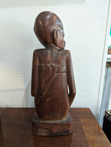 Vintage Balinese Wooden Statue of a Crouching Woman