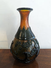 Load image into Gallery viewer, Green &amp; Amber Chinese Hand Carved Cameo Glass Vase
