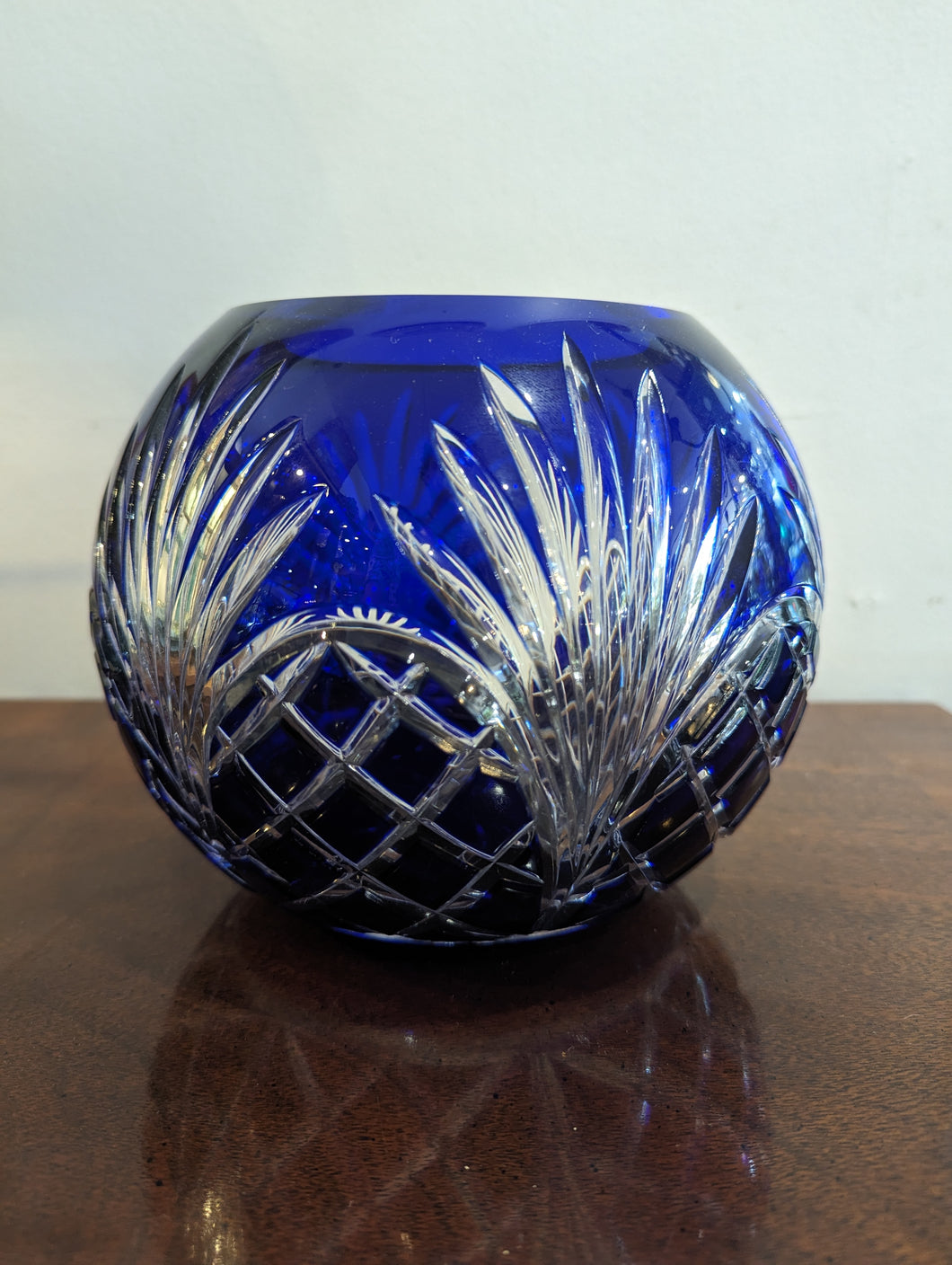 Bohemian Blue Cut Crystal Bowl