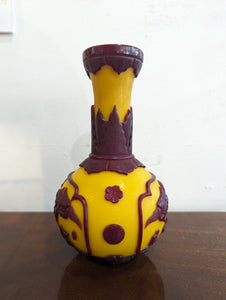 Chinese Crimson & Chicken Fat Hand-Carved Vase