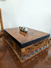 Load image into Gallery viewer, Art Deco Hinged Walnut &amp; Metal Box with Mirrored Interior
