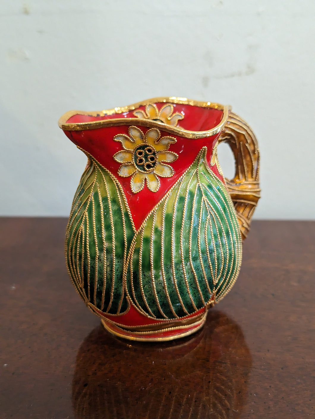 Small Vintage Decorative Jugs in Colourful Floral Enamel