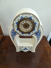 Load image into Gallery viewer, German Porcelain Clock Painted with Blue Floral Pattern
