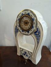 Load image into Gallery viewer, German Porcelain Clock Painted with Blue Floral Pattern
