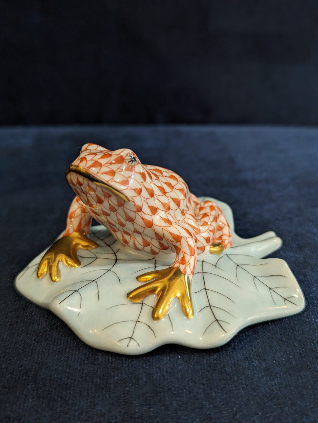 Hand-painted porcelain frog figure by Herend of Hungary