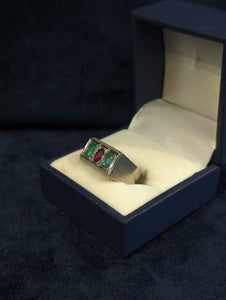 14kt WG Emerald and Ruby Ring