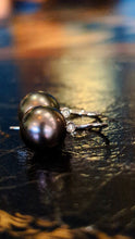 Load image into Gallery viewer, Tahitian Pearl Earrings on 18kt WG Hooks
