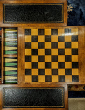 Load image into Gallery viewer, Wooden Chess/Checkers Table with Drawers &amp; Leather Detail
