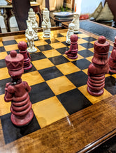 Load image into Gallery viewer, Wooden Chess/Checkers Table with Drawers &amp; Leather Detail
