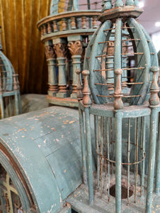 Large Carved & Painted Birdcage on Stand