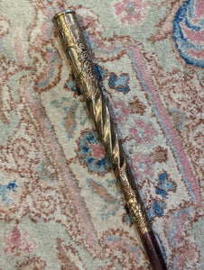 Wooden Cane with Chased Brass Handle