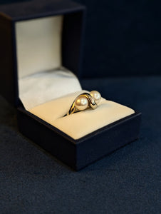 14K White Gold Twin Pearl Ring - Sold