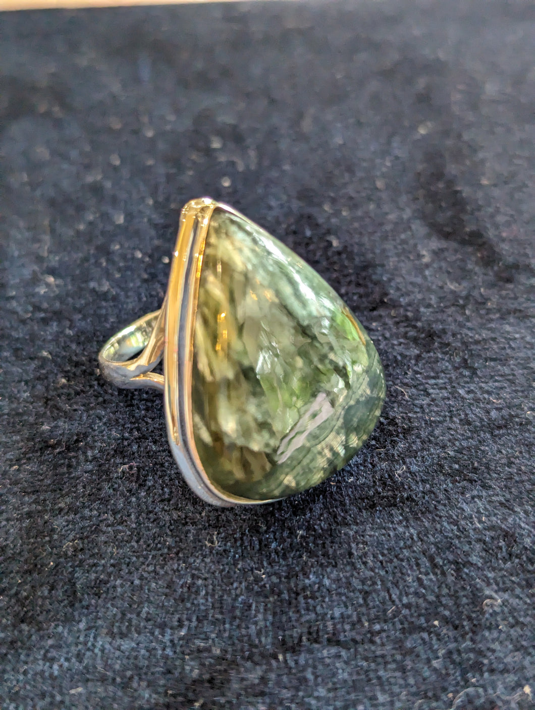 Saphronite Cabochon & Silver Ladies Ring