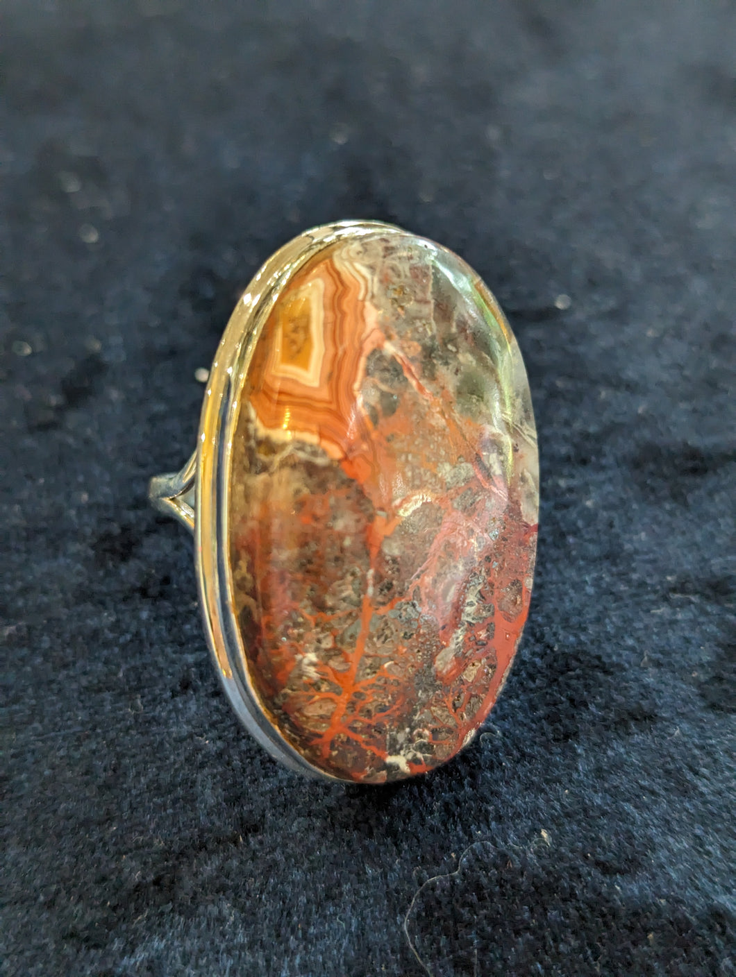 Bloodstone/Jasper Cabochon & Silver Ladies Ring