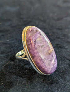 Purple Cabochon & Silver Ladies Ring