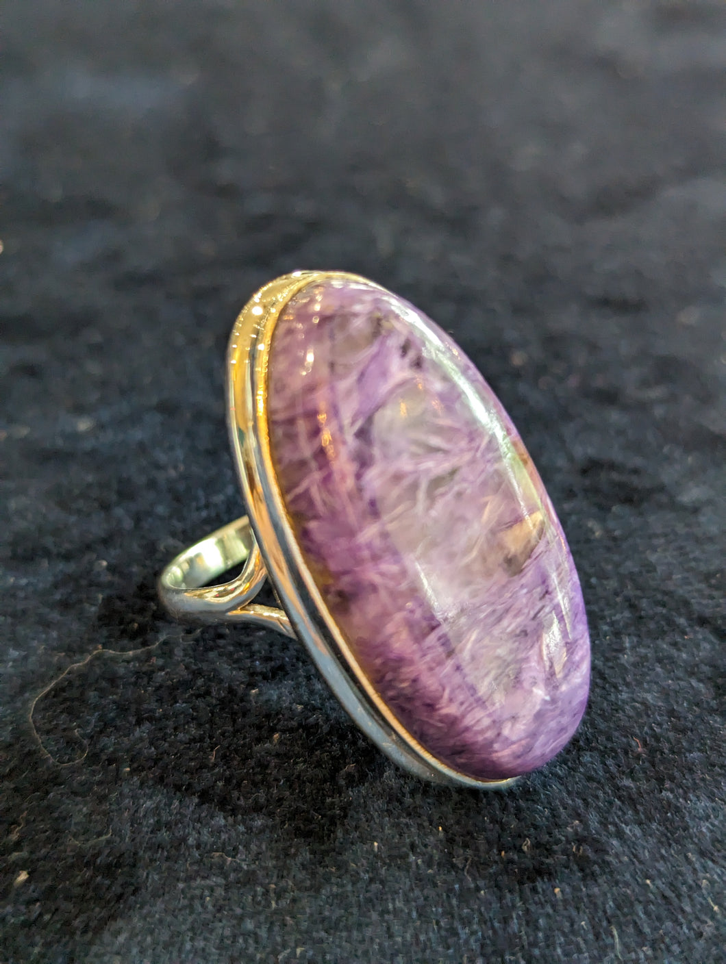 Purple Cabochon & Silver Ladies Ring