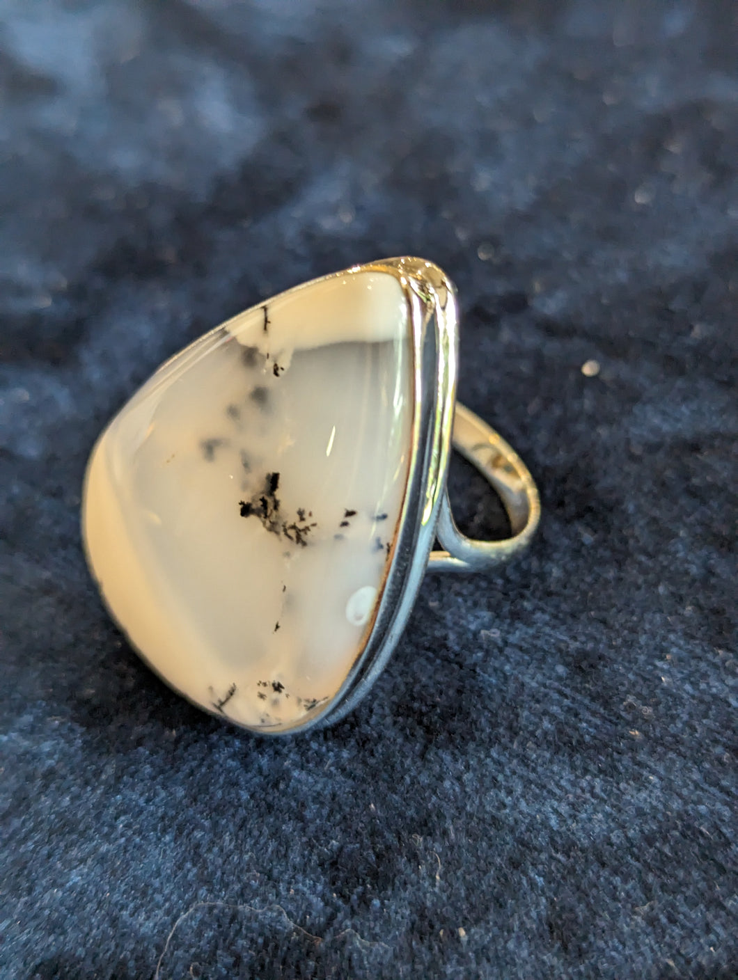 Dendritic Agate Cabochon & Silver Ladies Ring