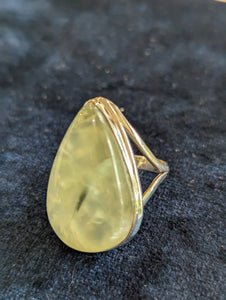 Prehnite Cabochon & Silver Ladies Ring