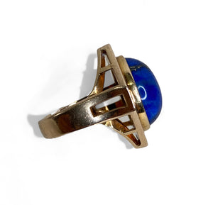 14kt Yellow Gold and Lapiz Lazuli Ring + Earring set