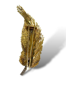 18kt YG Feather Brooch Pin