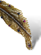 Load image into Gallery viewer, 18kt YG Feather Brooch Pin
