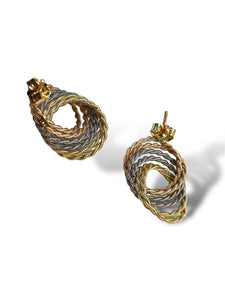 14kt Tri Colour Gold Stud Earrings