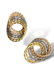 14kt Tri Colour Gold Stud Earrings