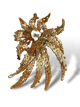 Load image into Gallery viewer, 18KT Yellow Gold Pearl and Sapphire Brooch
