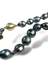 Load image into Gallery viewer, Baroque Silver Grey Pearl Strand with 14kt YG Oval Clasp
