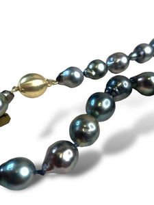 Baroque Silver Grey Pearl Strand with 14kt YG Oval Clasp