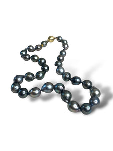 Baroque Silver Grey Pearl Strand with 14kt YG Oval Clasp