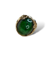 Load image into Gallery viewer, 14K Yellow Gold &amp; Cabochon Green Tourmaline Mens Ring
