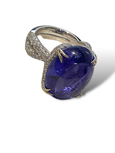 18kt WG Diamond and 17.5ct Tanzanite Ring