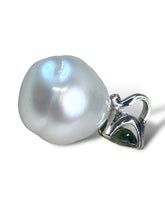 Load image into Gallery viewer, 18kt White Gold and Semi Baroque South Sea Pearl Pendant 14.9mm with Green Tourmaline
