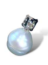 Load image into Gallery viewer, 18kt White Gold and Semi Baroque South Sea Pearl Pendant 14.9mm with Green Tourmaline
