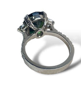 Load image into Gallery viewer, Platinum Australian Green Sapphire and Diamond Ring
