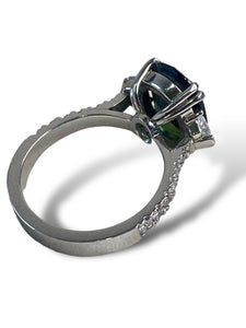 Platinum Australian Green Sapphire and Diamond Ring