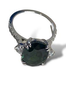 Platinum Australian Green Sapphire and Diamond Ring