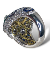 Load image into Gallery viewer, 18kt WG Green Tourmaline, Diamond and Ceylon Sapphire Ring
