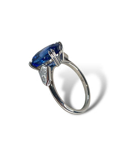 Platinum Ceylon Sapphire and Diamond Ring